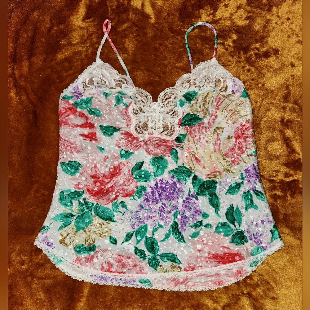 Vintage 1980s White Floral Lace Camisole by Deena